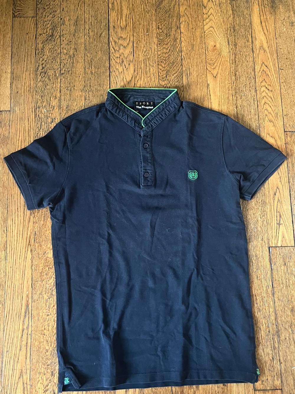 Kooples Men's Navy Polo with Green Trim